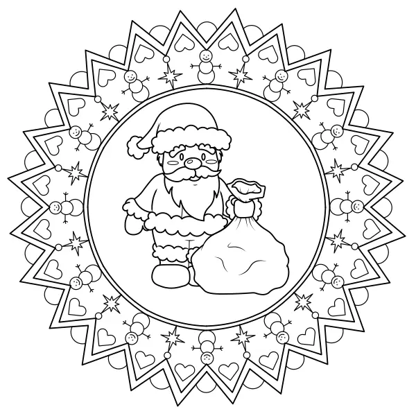Mandala avec Saint-Nicolas | Coloriages en ligne pour enfants