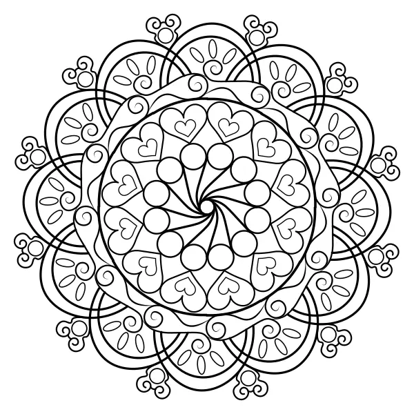 Mandala avec des cœurs | Coloriages en ligne pour enfants