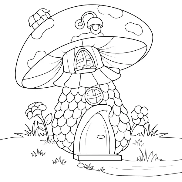 La maison aux cèpes | Coloriages en ligne pour enfants
