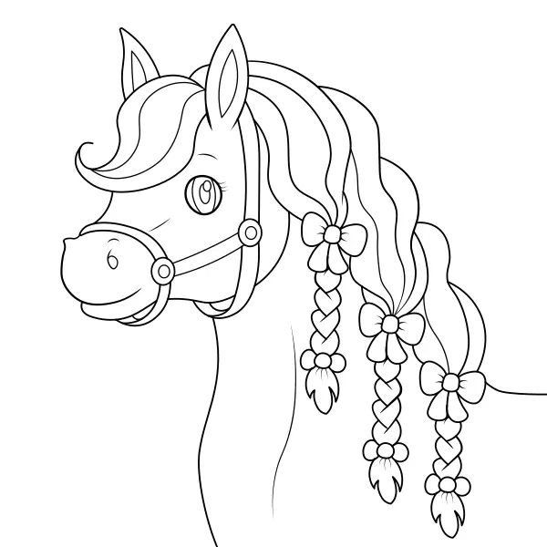 Un cheval avec des tresses | Coloriages en ligne pour enfants