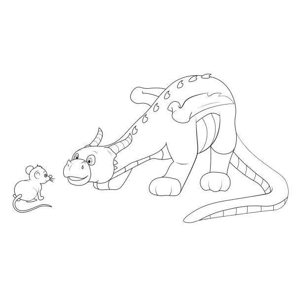 Le dragon et la souris | Coloriages en ligne pour enfants