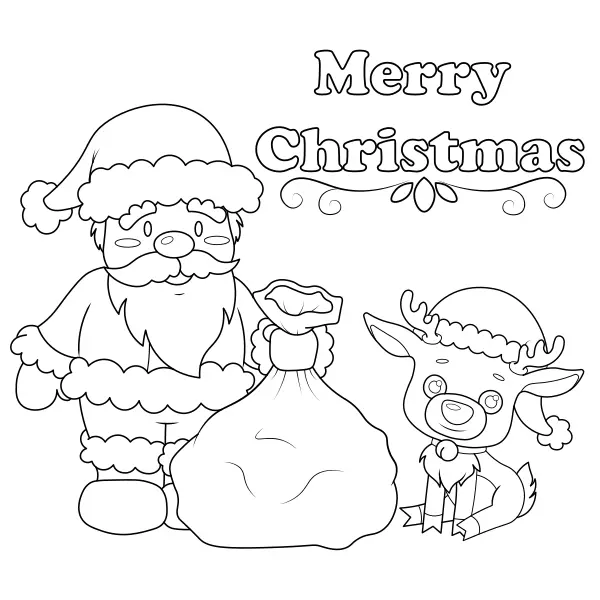 Le Père Noël et son petit renne | Coloriages en ligne pour enfants