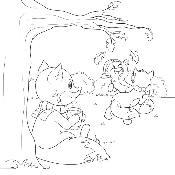 La famille des renards | Coloriages en ligne pour enfants