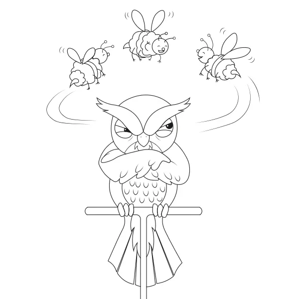 La chouette et les bourdons | Coloriages en ligne pour enfants