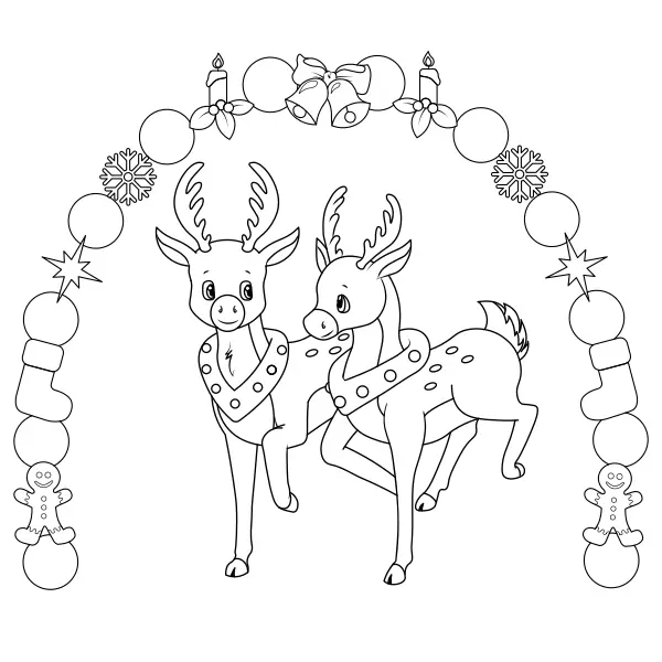 Les rennes de Noël | Coloriages en ligne pour enfants