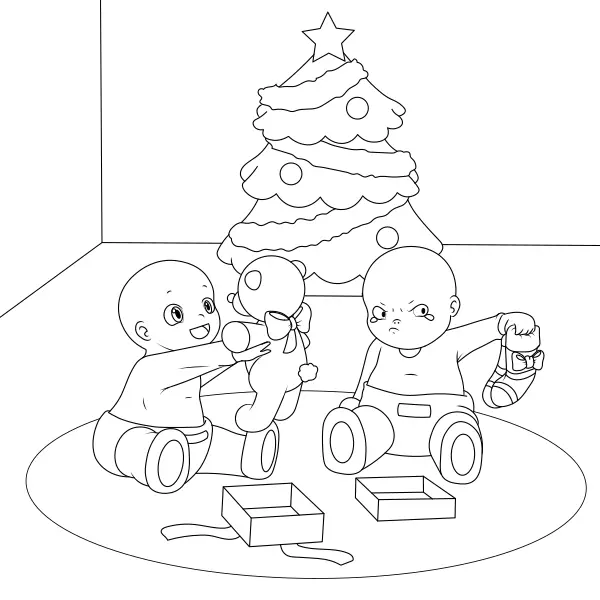Des enfants avec des cadeaux | Coloriages en ligne pour enfants