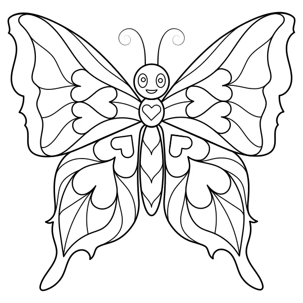 Mandala – papillon en forme de cœur | Coloriages en ligne pour enfants