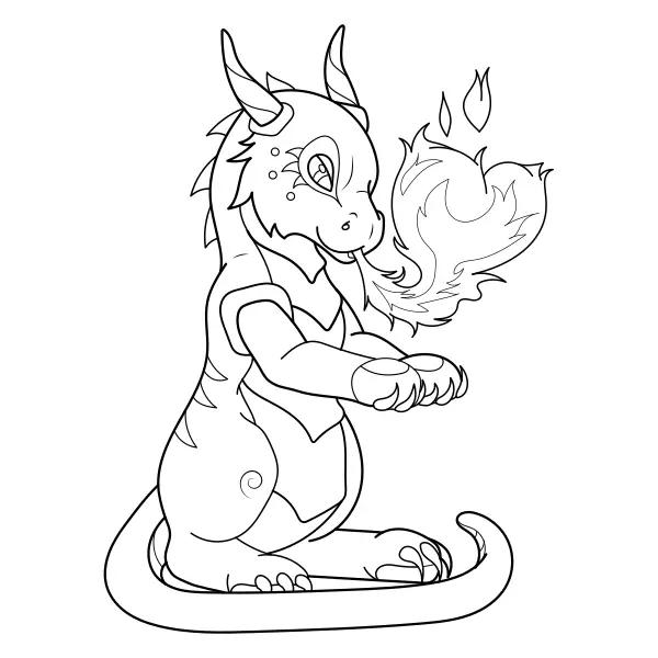 Le dragon au cœur de feu | Coloriages en ligne pour enfants