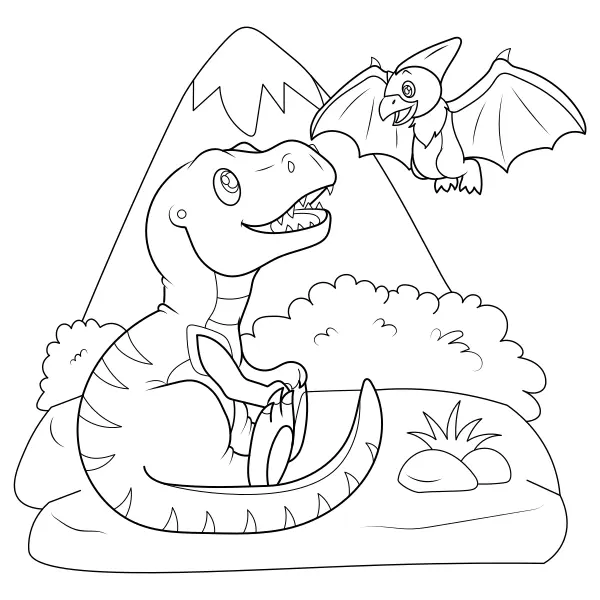 Petit dinosaure T-Rex | Coloriages en ligne pour enfants