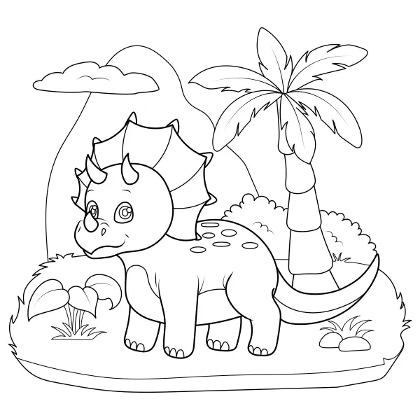 Le petit dinosaure Triceratops | Coloriages en ligne pour enfants