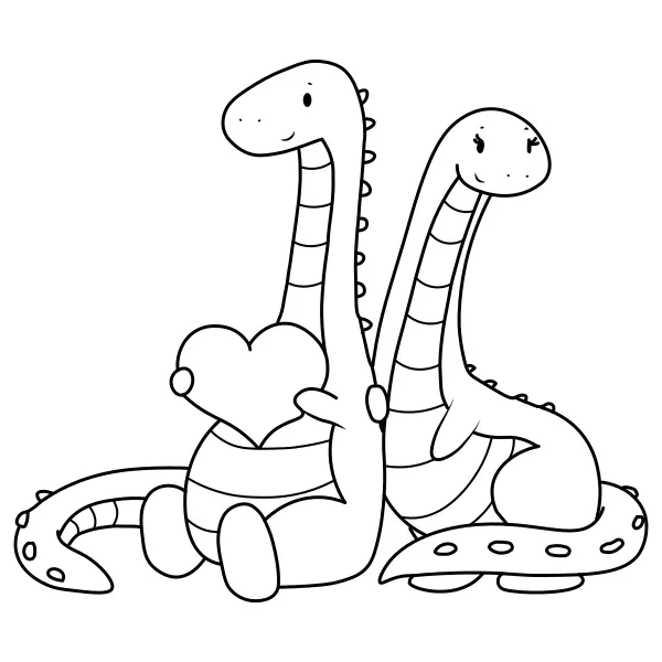 Des dinosaures amoureux | Coloriages en ligne pour enfants