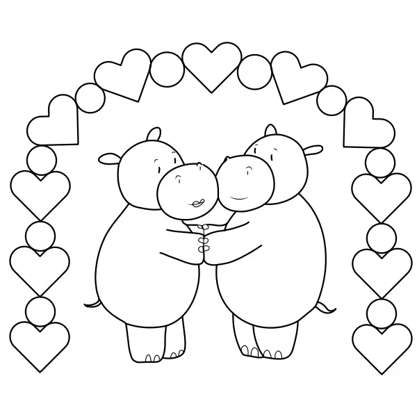 Des hippopotames amoureux | Coloriages en ligne pour enfants