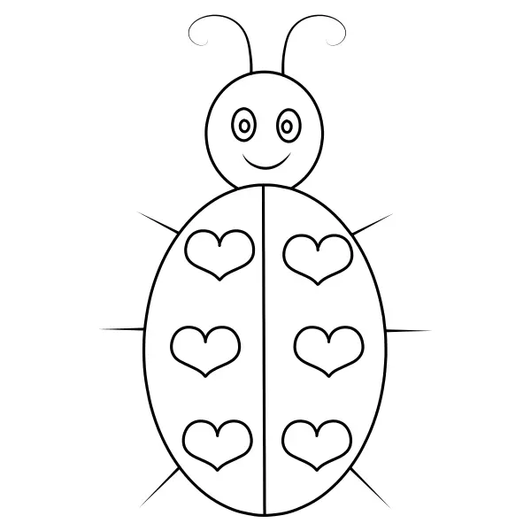 Coccinelle en forme de cœur | Coloriages en ligne pour enfants