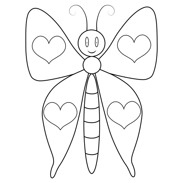 Papillon aux ailes en forme de cœur | Coloriages en ligne pour enfants