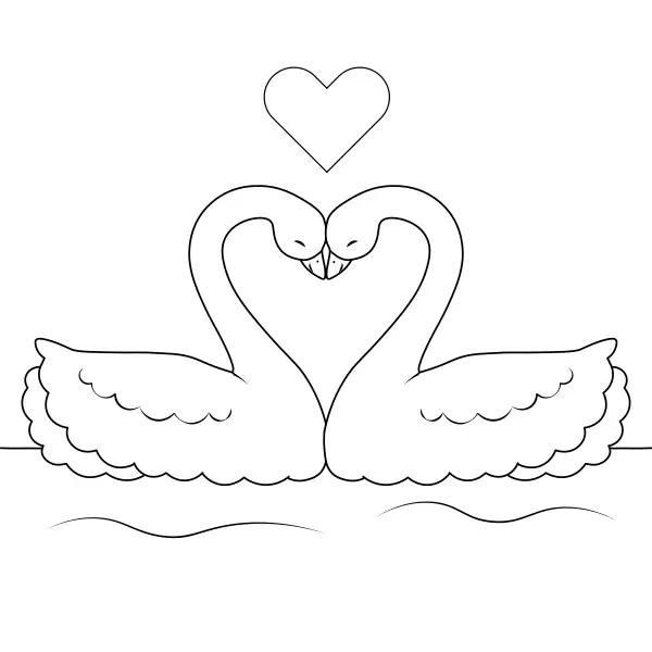 Des cygnes amoureux | Coloriages en ligne pour enfants