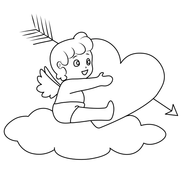 Cupidon sur un nuage | Coloriages en ligne pour enfants