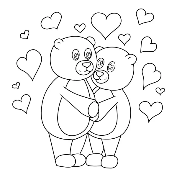 Des nounours amoureux | Coloriages en ligne pour enfants