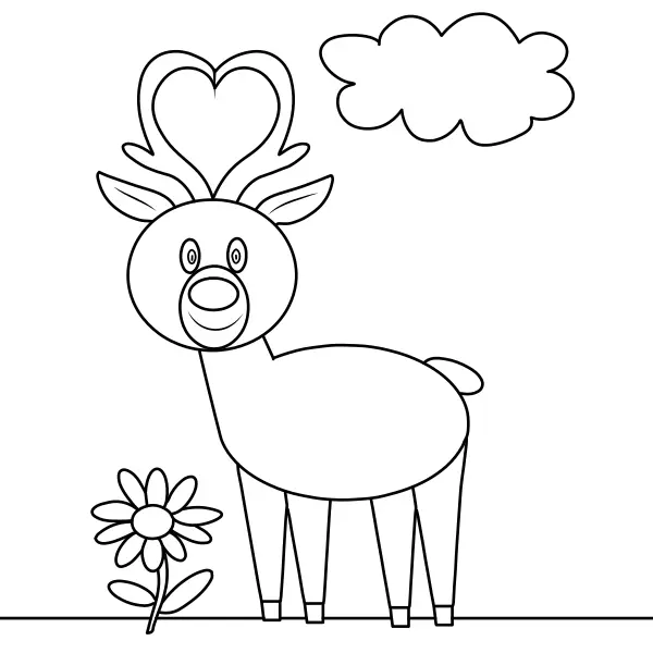 Un cerf avec des bois | Coloriages en ligne pour enfants