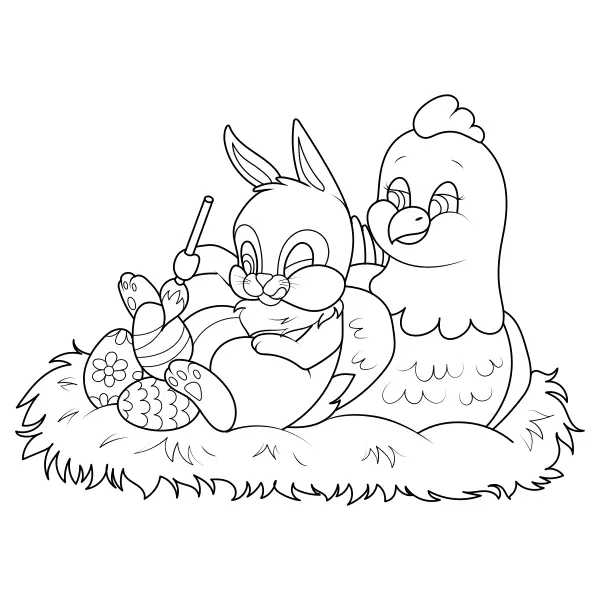 Le lapin peint des œufs | Coloriages en ligne pour enfants