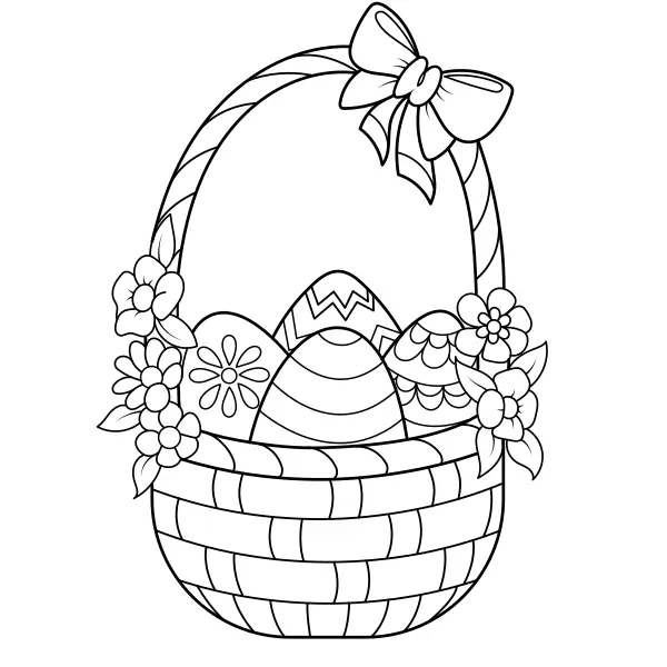 Panier rempli d’œufs de Pâques | Coloriages en ligne pour enfants