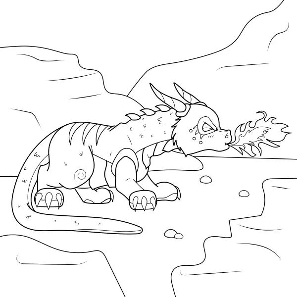 Le dragon crache du feu | Coloriages en ligne pour enfants