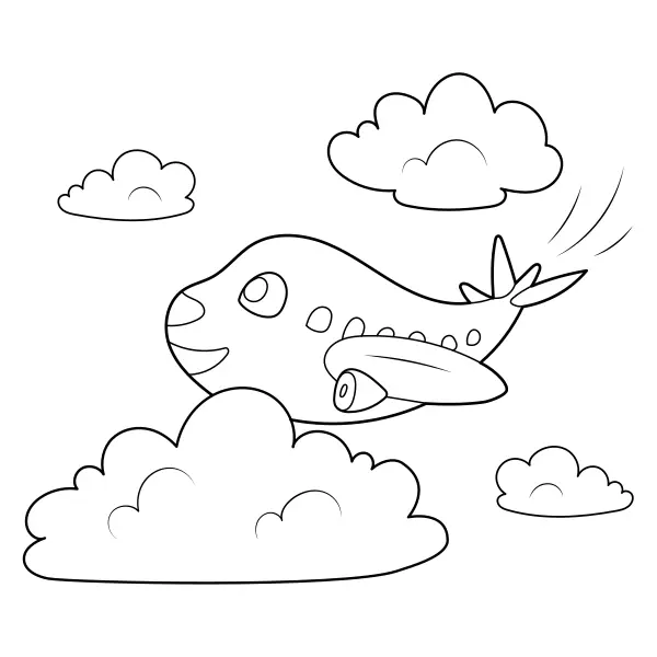 Un avion joyeux | Coloriages en ligne pour enfants