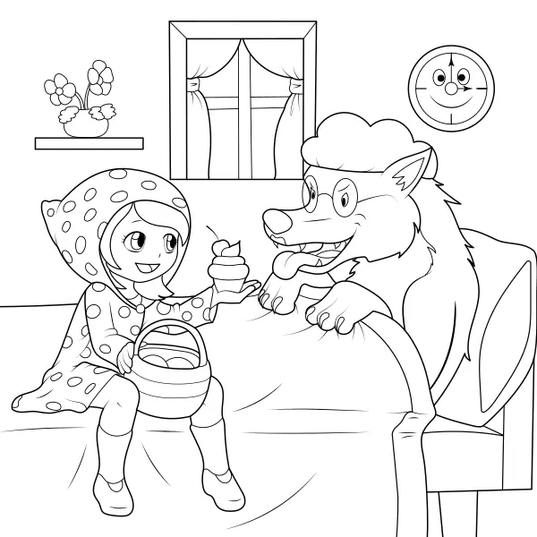 Le Petit Chaperon rouge et le loup | Coloriages en ligne pour enfants