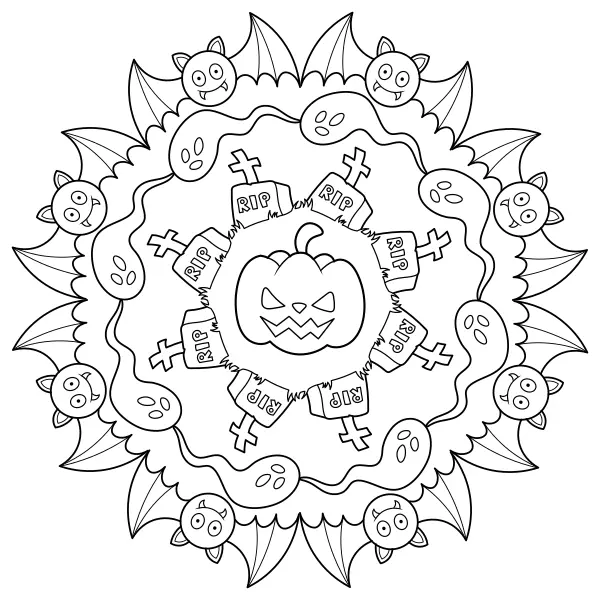Mandala d’Halloween | Coloriages en ligne pour enfants