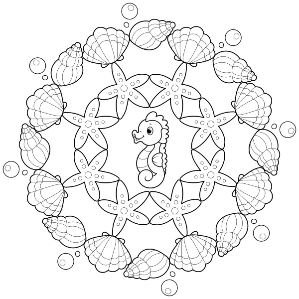 Mandala de coquillages | Coloriages en ligne pour enfants