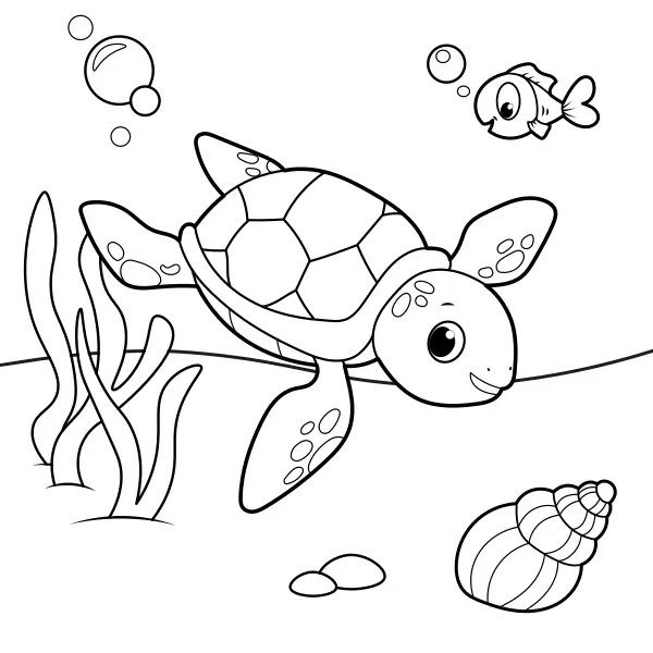Tortue marine | Coloriages en ligne pour enfants