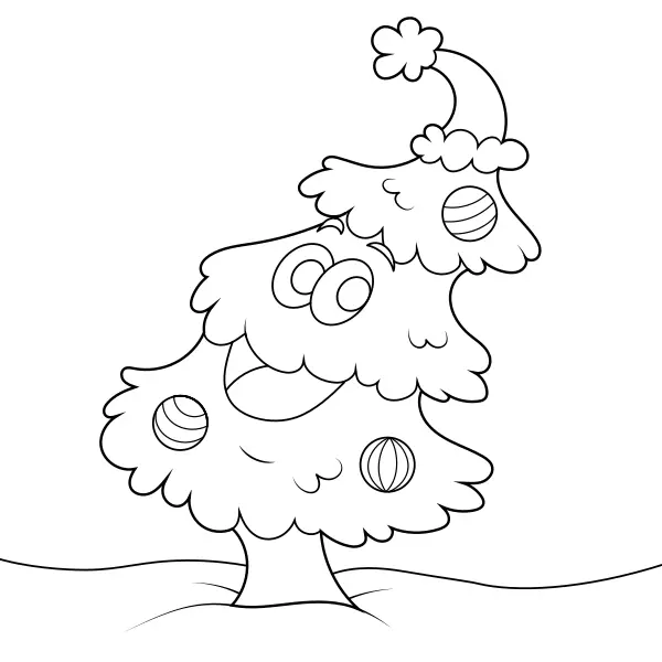 Un sapin de Noël joyeux | Coloriages en ligne pour enfants