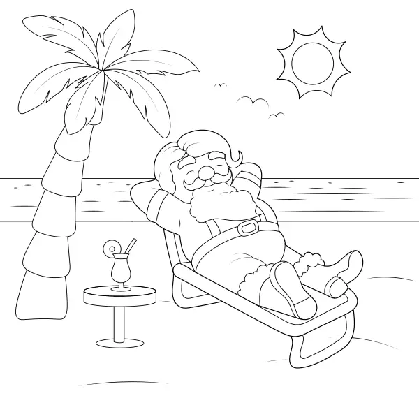 Le Père Noël en vacances | Coloriages en ligne pour enfants