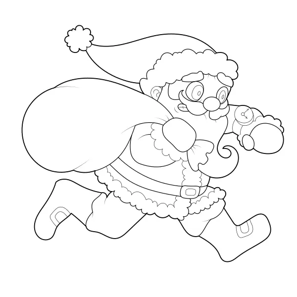 Le Père Noël est pressé | Coloriages en ligne pour enfants