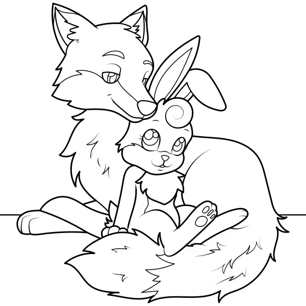 La lapine et le renard | Coloriages en ligne pour enfants