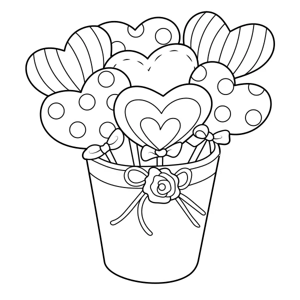 Panier avec des cœurs | Coloriages en ligne pour enfants