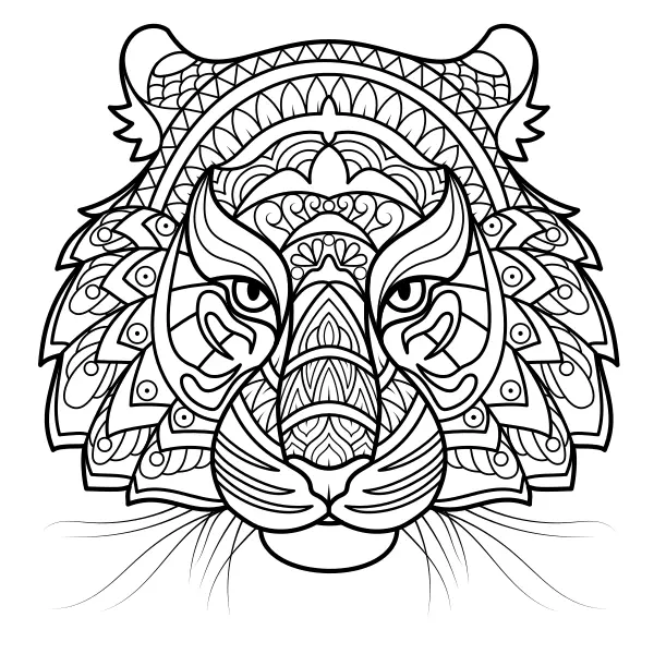 Mandala – Tigre | Coloriages en ligne pour enfants