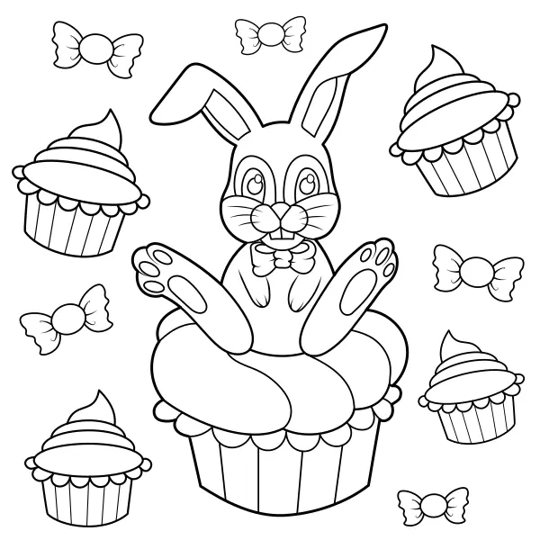 Le lapin et les bonbons | Coloriages en ligne pour enfants