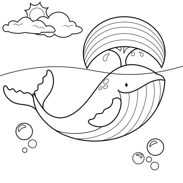 La baleine et l’arc-en-ciel | Coloriages en ligne pour enfants