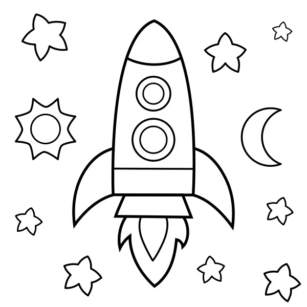 Une fusée | Coloriages en ligne pour enfants