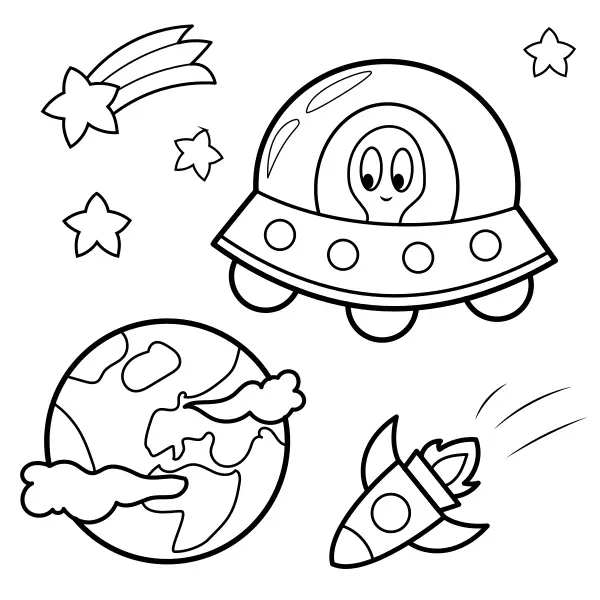L’extraterrestre et la Terre | Coloriages en ligne pour enfants