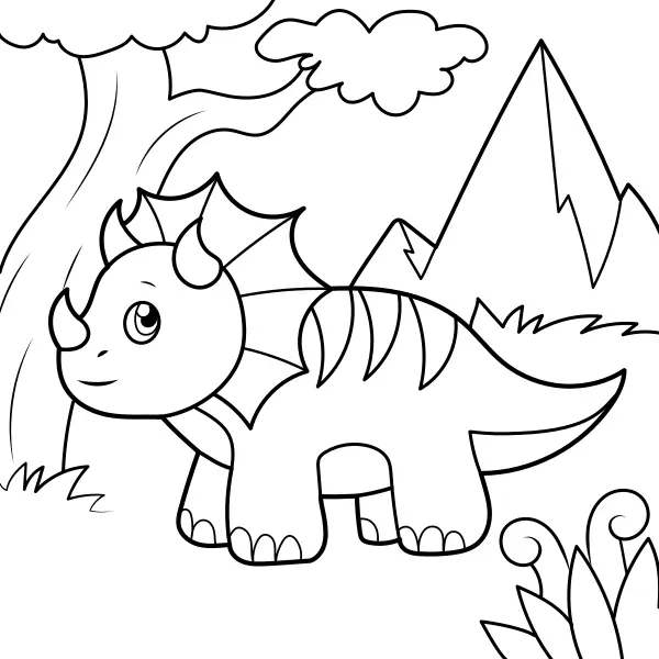 Dinosaure – Petit Triceratops | Coloriages en ligne pour enfants