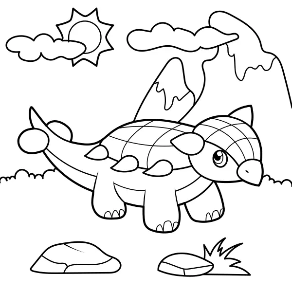 Dinosaure – Petit ankylosaure | Coloriages en ligne pour enfants
