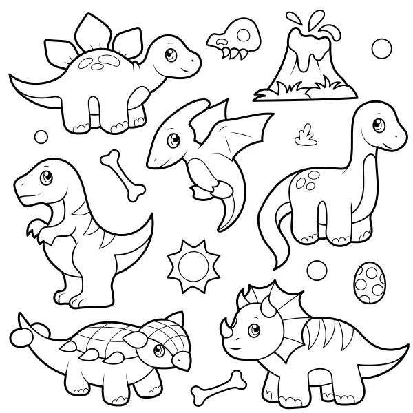 Collection de dinosaures | Coloriages en ligne pour enfants