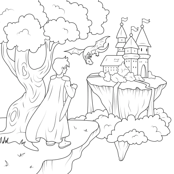 Un château dans les nuages | Coloriages en ligne pour enfants