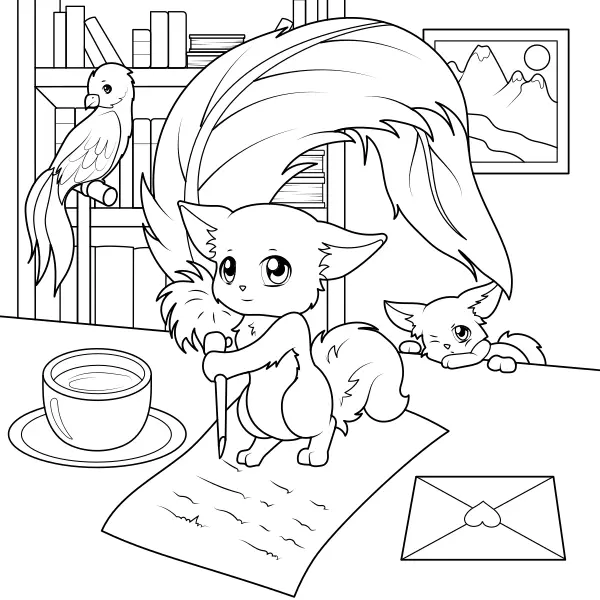 Le lutin écrit des lettres | Coloriages en ligne pour enfants