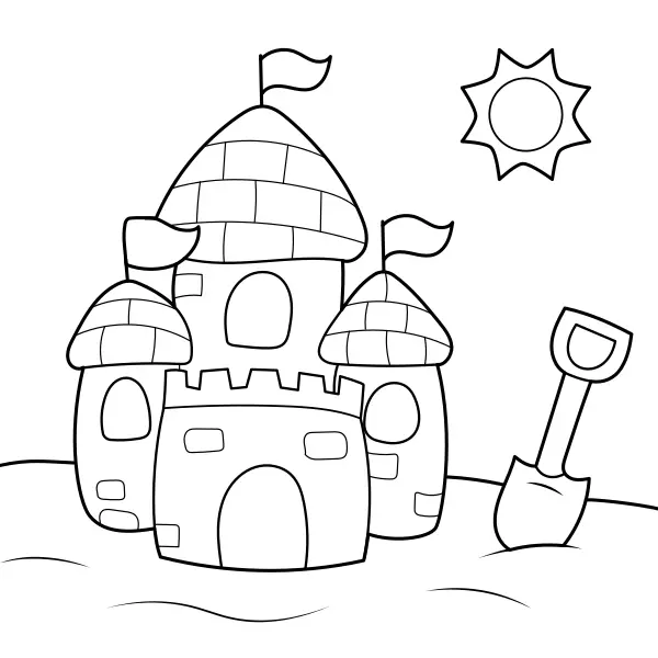 Un château de sable | Coloriages en ligne pour enfants