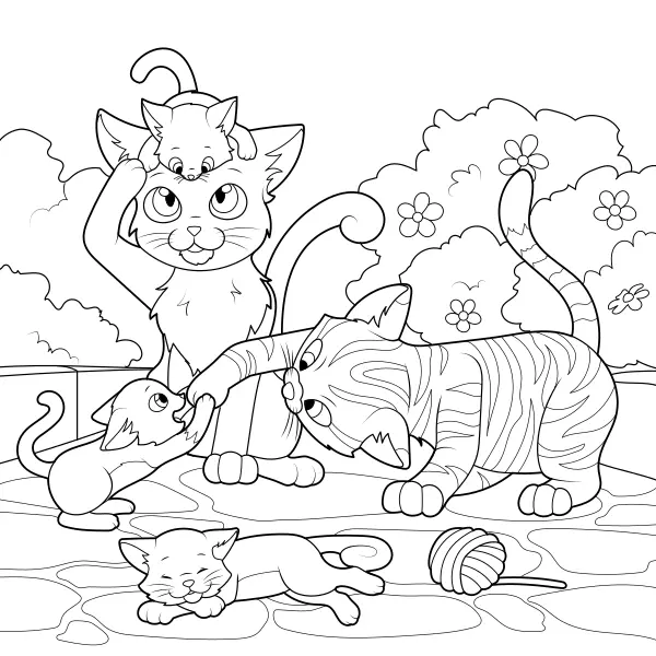 La famille des chats | Coloriages en ligne pour enfants