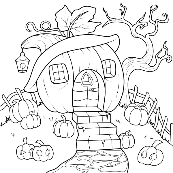 La maison de la citrouille | Coloriages en ligne pour enfants