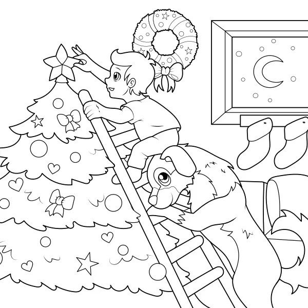 Décoration du sapin | Coloriages en ligne pour enfants