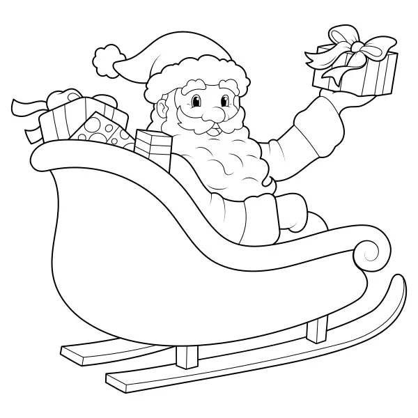 Le Père Noël sur son traîneau | Coloriages en ligne pour enfants